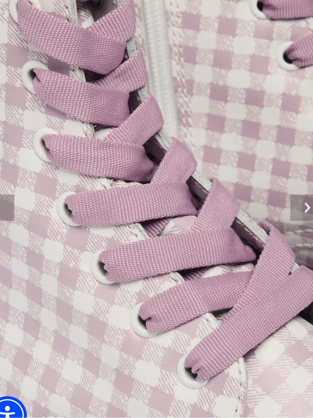 NIB Dr Doc Marten JADON HEART Gingham Leather Platform Boots White Dusty Rose - Picture 5 of 11